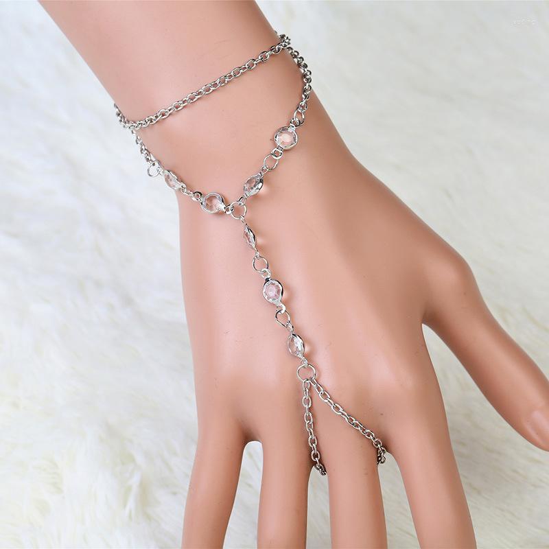 

Link Bracelets Women Bracelet Simple Fashion Zircon Woman Rhinestone Patchwork Finger Bangles Ladies Jewellery Hand Made Lovers Gift
