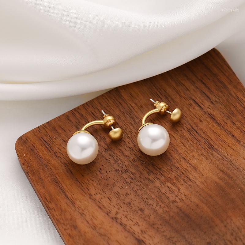 

Stud Earrings Fashion Dumb Gold Pearl High-end Matte Hanging Drop Earring 925 Silver Needle Party Light Luxury Jewelry For Women