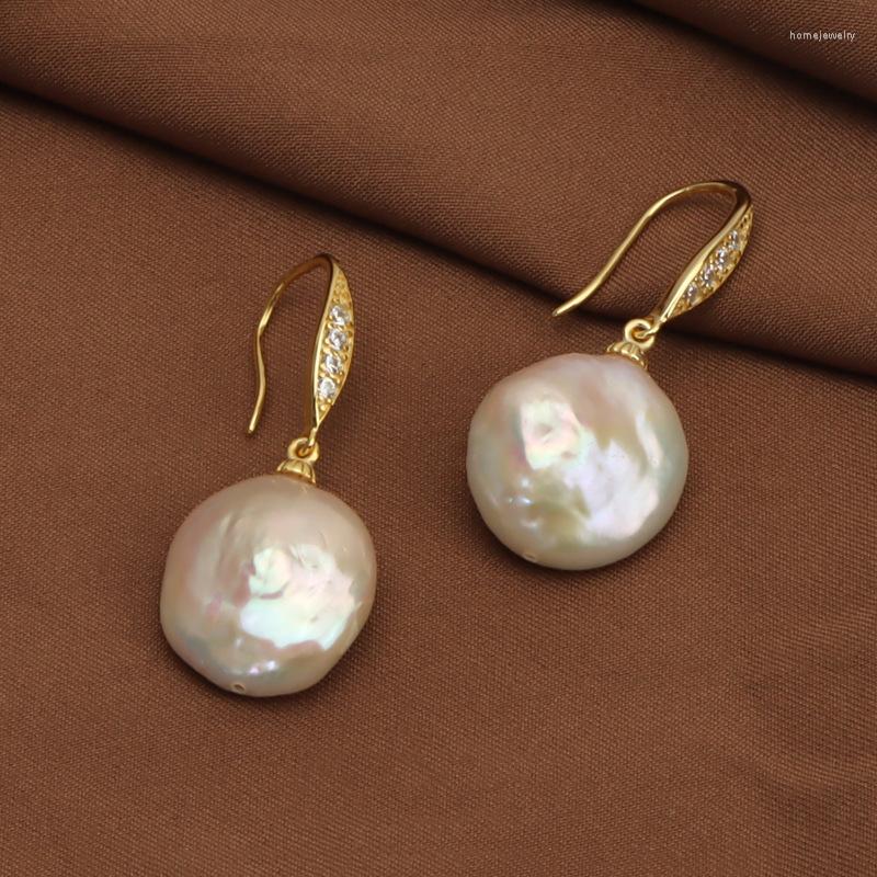 

Dangle Earrings Retro Big Baroque Button Pearl For Women Irregular Beads Natural Freshwater Pearls Drop Simple Jewelry