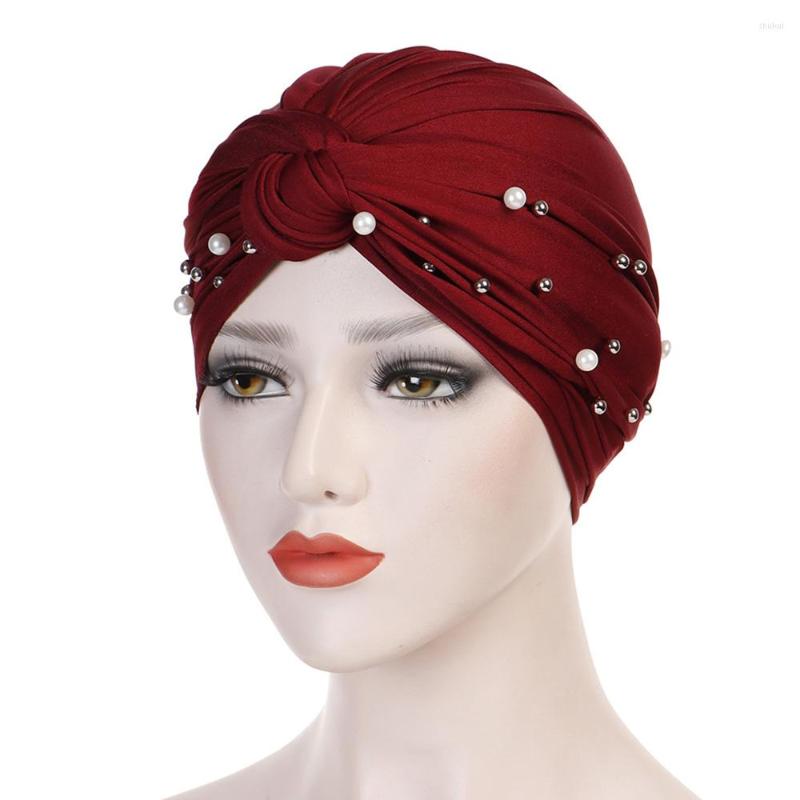 

Scarves Muslim Turban Caps Twist Pearls Turbans Bonnet Women Turbante