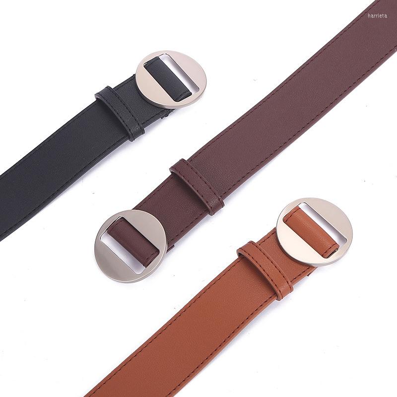 

Belts Ladies Belt Round Buckle No Needle Free Perforation Simple And Versatile Jeans Decorative Trousers Waistband Cinto Feminino, Black
