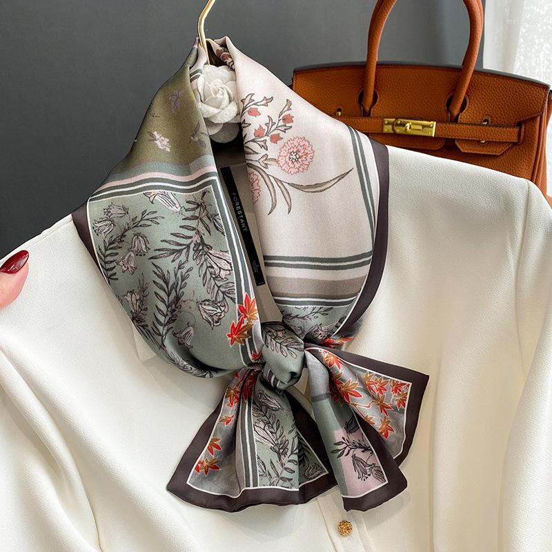 

Scarves Long Silk Skinny Scarf Women Floral Hair Bands Ribbons Neck Tie Bag Wrap Headband Female Neckerchief Foulard Luxury Design