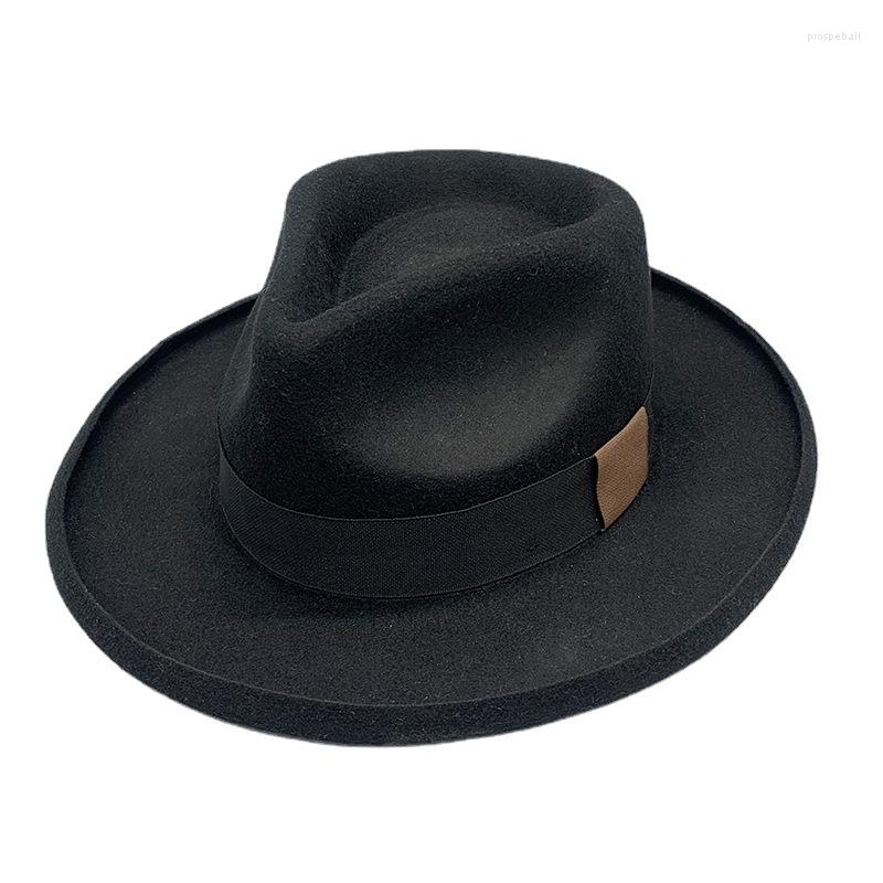 

Berets Wool Fedora Hats For Women Men Black Trilby Jazz Cap Wide Brim Felt Hat Winter Panama Luxury Fashion Gentleman Top