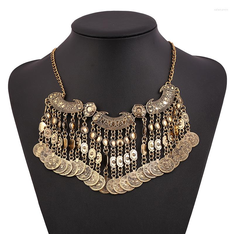 

Chains LZHLQ Boho Vintage Chunky Maxi Statement Necklace Women Jewelry Exaggerated Coin Choker Necklaces & Pendants