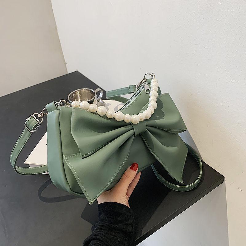 

Evening Bags Women Shoulder Bowknot Bag Women's 2022 Red Pearl Portable Fashion Tote Handbags Bolso Mujer, Black