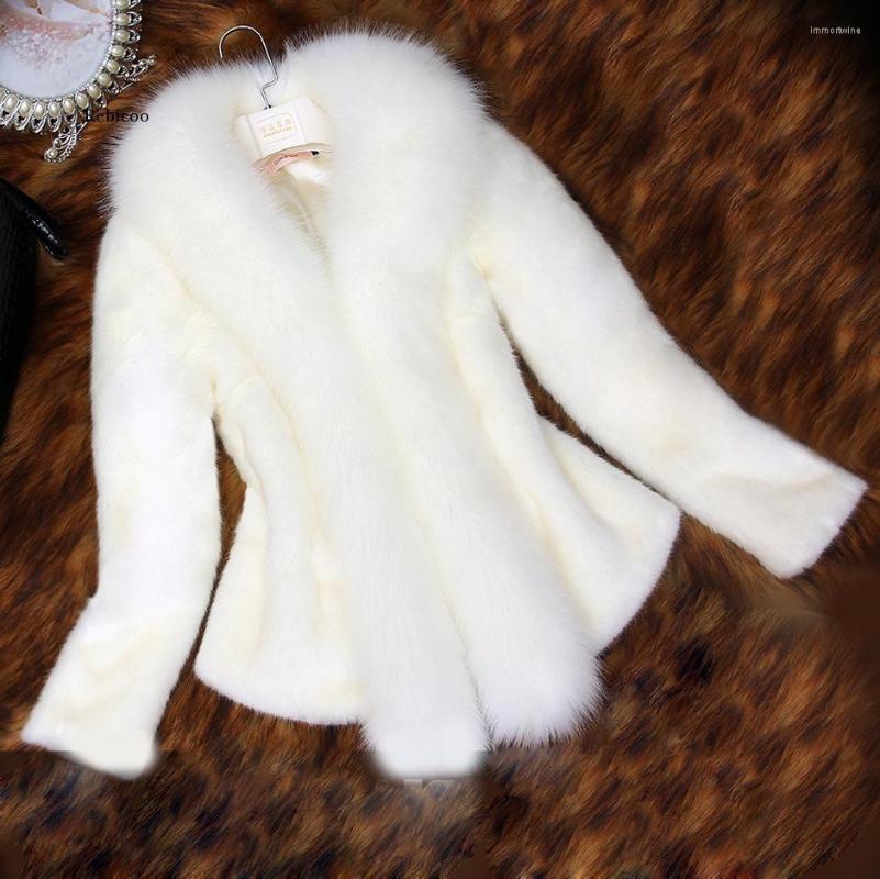 

Women's Fur Winter Women Coats White Black Thick Warm Faux Jacket Short Outerwear