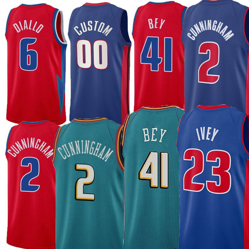 

2022 Piston Cade Cunningham Basketball Jerseys Jaden Ivey Bojan Bogdanovic Saddiq Bey Jalen Duren Marvin Bagley Stewart Hamidou Diallo th, Colour 2