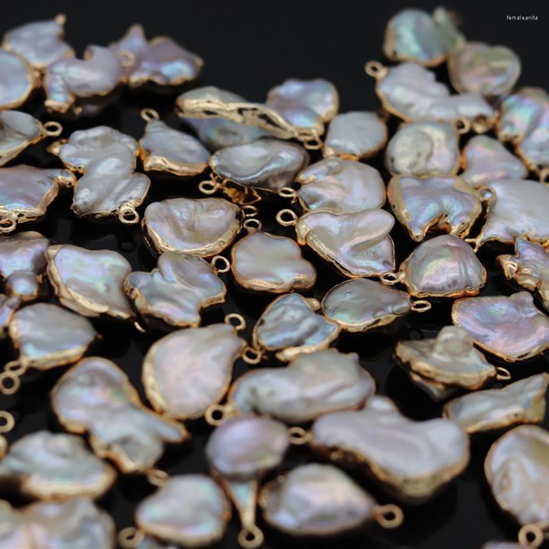 

Beads 12 10 Baroque Shaped Pearl Accessories Irregular Pendant Manual DIY Gold-plated Edge Jewelry Production Wholesale