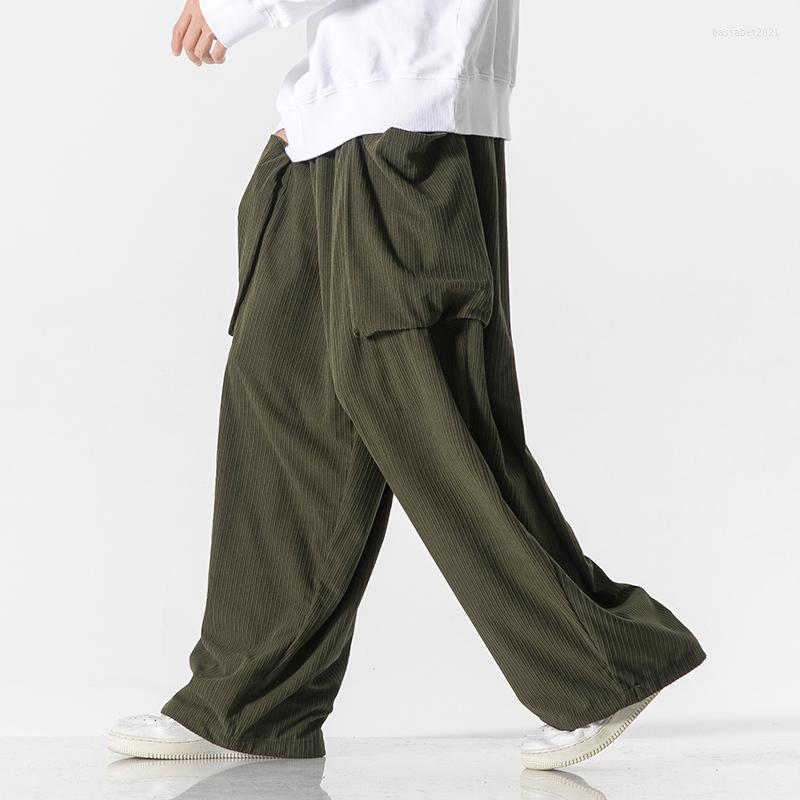 

Men's Pants Men Trousers Streetwear Harem Male Fashion Casual Big Pockets Harajuku Corduroy Loose Oversized Sweatpants, D4