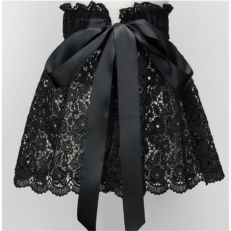 

Belts Lace Skirt-Style Velvet Women's Wide Decorative Slim Dress Long Shirt Belt High Elastic Body Shaping Waist Accessories, Black