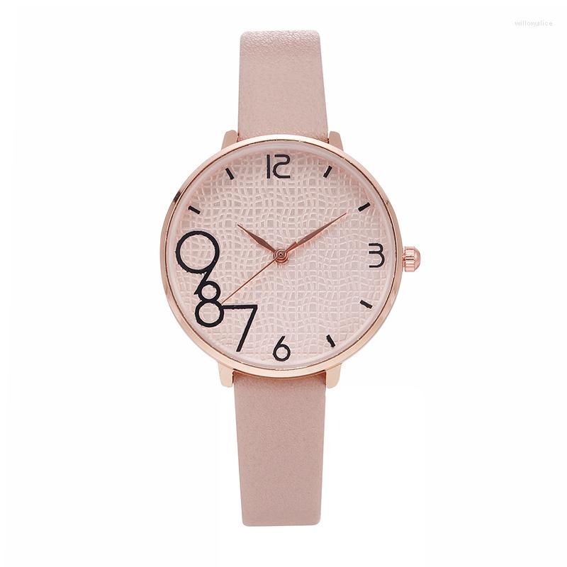 

Wristwatches Fashion Casual Wrist Watch For Women Stylish Simple Ladies Analog Quartz Watches Female Bracelet Clock, Red