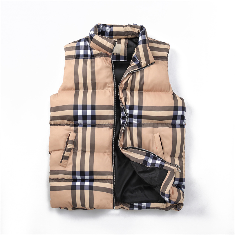 

Men's Vest Down Jacket Classic plaid stripe printing windproof waterproof warm comfortable Designer trench coat style sleeveless Fluffy jackets coats Veste