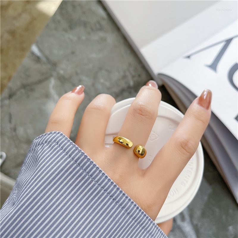 

Wedding Rings French Retro Gold-plated Water Drop Open Stainless Steel Fashion Personality 18k Gold Simple Female Hipster Jewelry