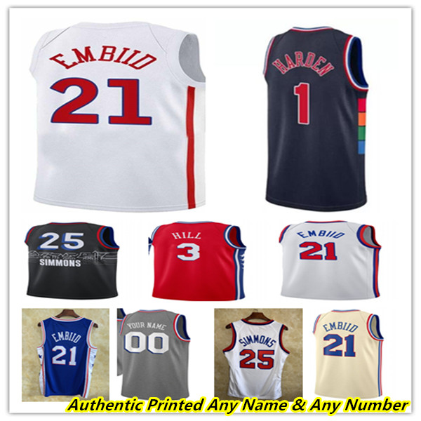 

Hot Pressed James Harden Basketball Jerseys Joel Embiid Tyrese Maxey Tobias Harris P.J. Tucker De'Anthony Melton Allen Iverson Julius Erving Sixer Any Name Number, Men white