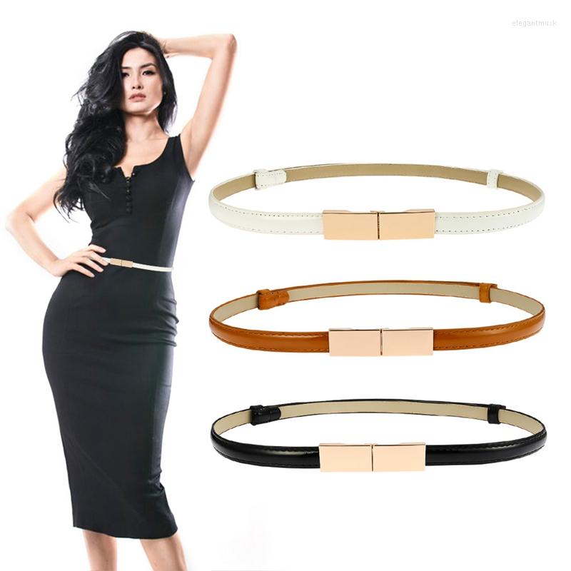 

Belts Fashion Elastic Women Strap Thin Skinny Ladies Dress Waist Belt Buckle Female, Black