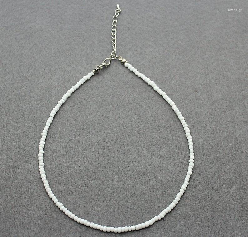 

Choker Glass Necklace Beaded White You Choose Color-5 Pieces