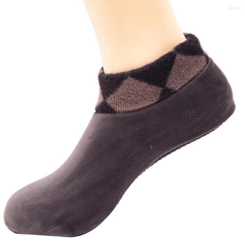 

Sports Socks Men Women Soft Fleece Thicken Winter Warm Boot Unisex Elastic Non Slip Fashion Indoor Floor Slipper, Male light coffee