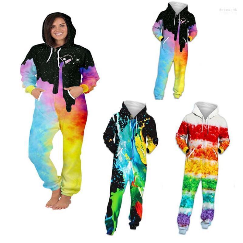 

Women's Jumpsuits Women's & Rompers Women Autumn Jumpsuit Onesie Hooded Adult 3D Print Long Sleeve Zipper Playsuit Bodysuit Pajama Plus