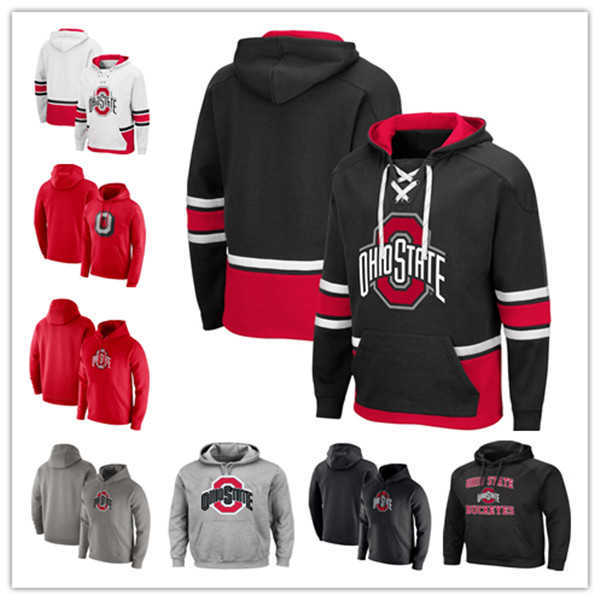 

Custom Man College Football Ohio State Buckeyes OSU Sweatshirts Pullover Hoodies Jersey Red White Black Grey Alternate Stitched Size -3XL, Man red