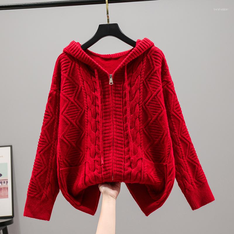 

Women' Knits Fashion Hoodie Knit Zipper Sweaters Coats Solid Color Women Clothing 2022 Korean Loose Tops Girls Long Sleeve Jackets Fp222, Blue