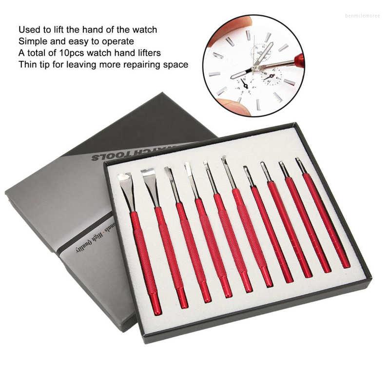 

Watch Repair Kits 10pcs Hands Remover Tool Set Brass Alloy Steel Hand Lifter For Repairing Red
