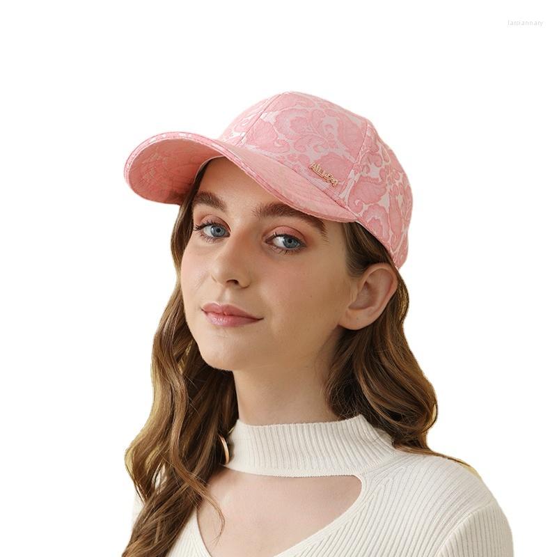 

Ball Caps Spring Summer Autumn Cotton Baseball Cap Women Lace Jacquard Peaked Youth Sweet Pink Hat 3D Three-dimensional Pattern, Lace black