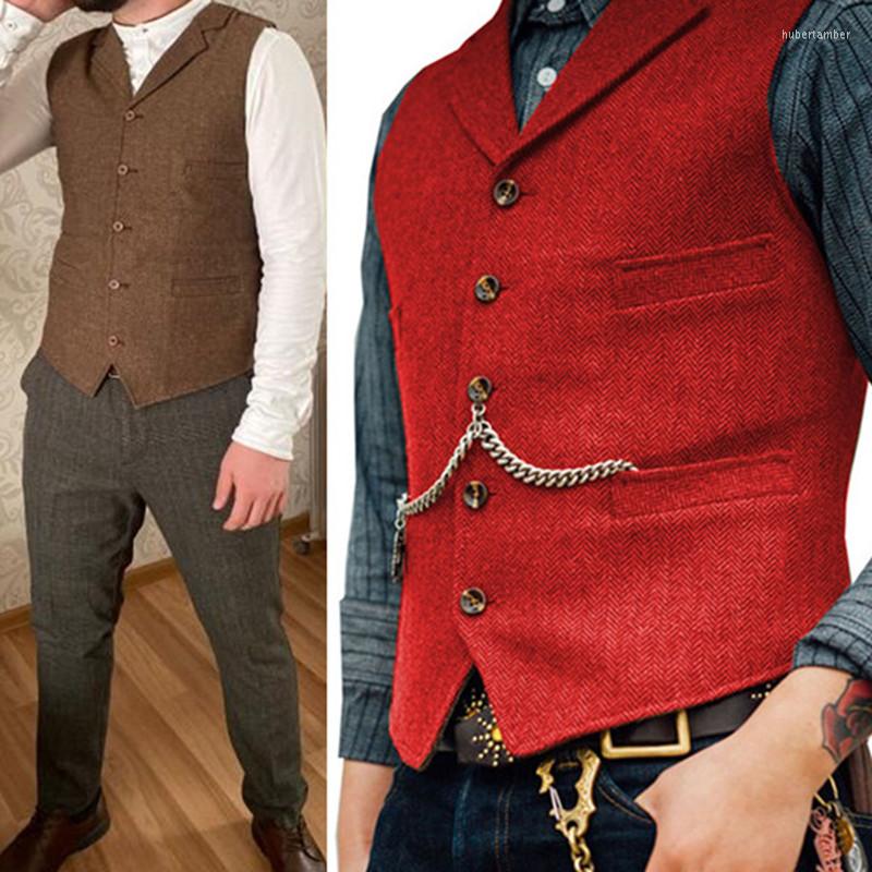 

Men's Vests Men's Vest Herringbone Multicolor Tweed Notch Lapel Wool Casual Groomsmen Waistcoat, Black