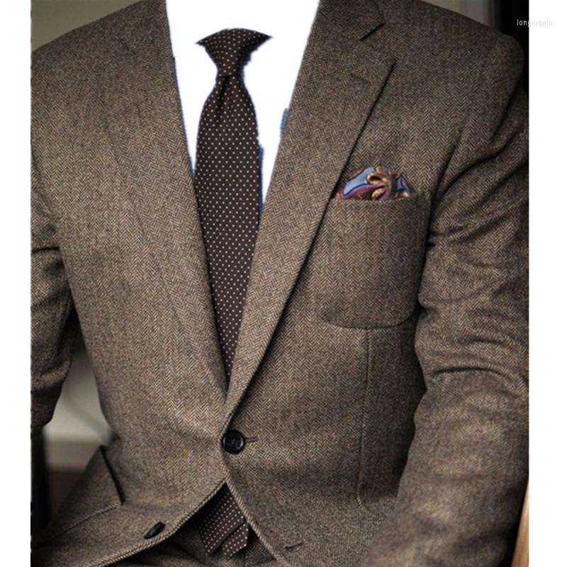

Men's Suits Dark Brown Tweed Blazer Men Wool Herringbone British Style Custom Made Mens Suit Slim Fit Wedding For, The same picture