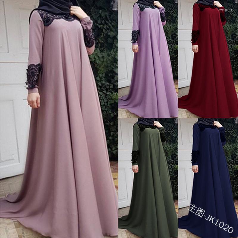 

Ethnic Clothing Dubai Arab Muslim Dresses Women Islam A-line Big Swing Maxi Dress Splice Loose Ramadan Turkish Islamic Plus Size S-5XL