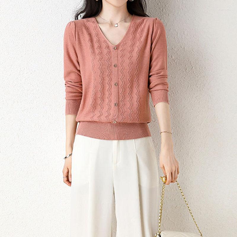 

Women's Sweaters Solid Color V-Neck Fashion Female Button Spliced Spring Autumn Women's All-match Thin Long Sleeve Knitted Jumpers, Black