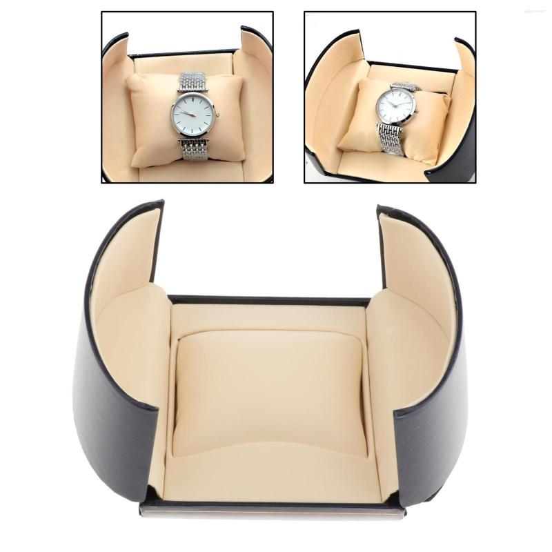 

Watch Boxes Men Retro Single Portable Travel Storage Case Interior Cushioned Jewelry Organizer