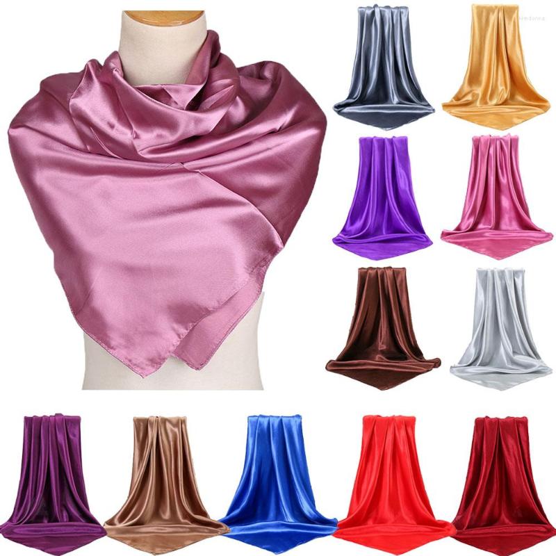 

Scarves 90cm Candy Colors Women Satin Scarf Neckerchief Hijab Fashion Shawl Head Covering Ladies Squares Design Square Scaves