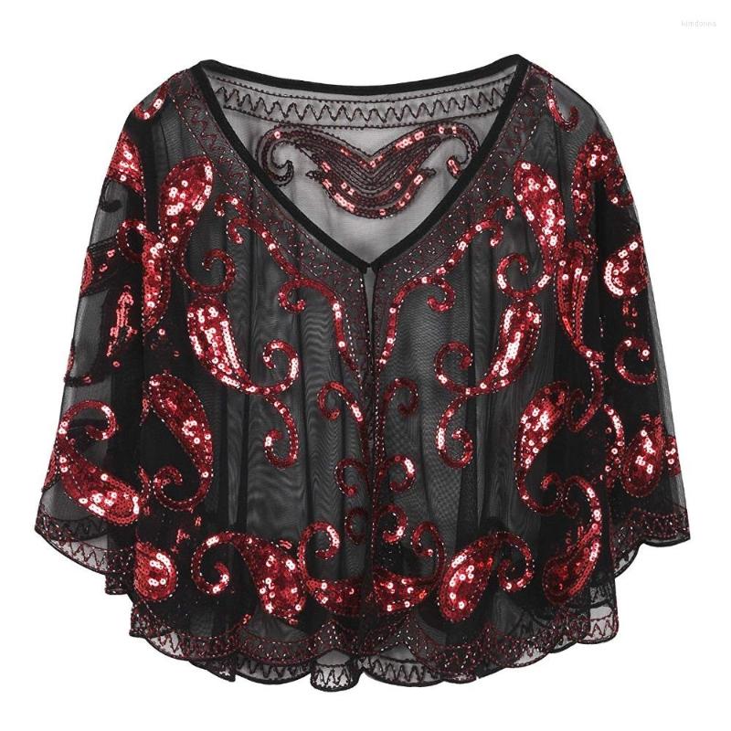 

Scarves Women's Evening Cape Sequin Deco Paisley 1920s Shawl Flapper Cover Up