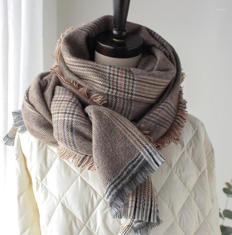

Scarves KENSHELLEY British Style Scarf Multicolor Check Stripe Pattern Plaid Thick Cashmere Muffler Fringed Shawl Temperament Warm
