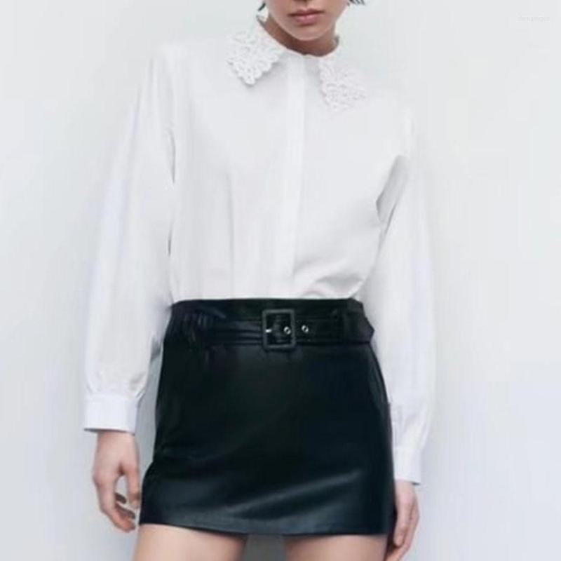 

Women's T Shirts 2022 Women Shirt Spring Fresh Women's Lace Collar Poplin, As photo