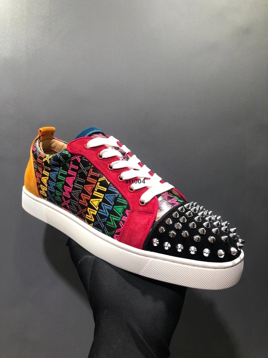 

Red-Bottoms Sandal Christians Men's Flat Trainers Junior Spikes Orlato Shoes Sneaker Lace-Up Mixed Genuine Leather Runner Party Weddin GVT
