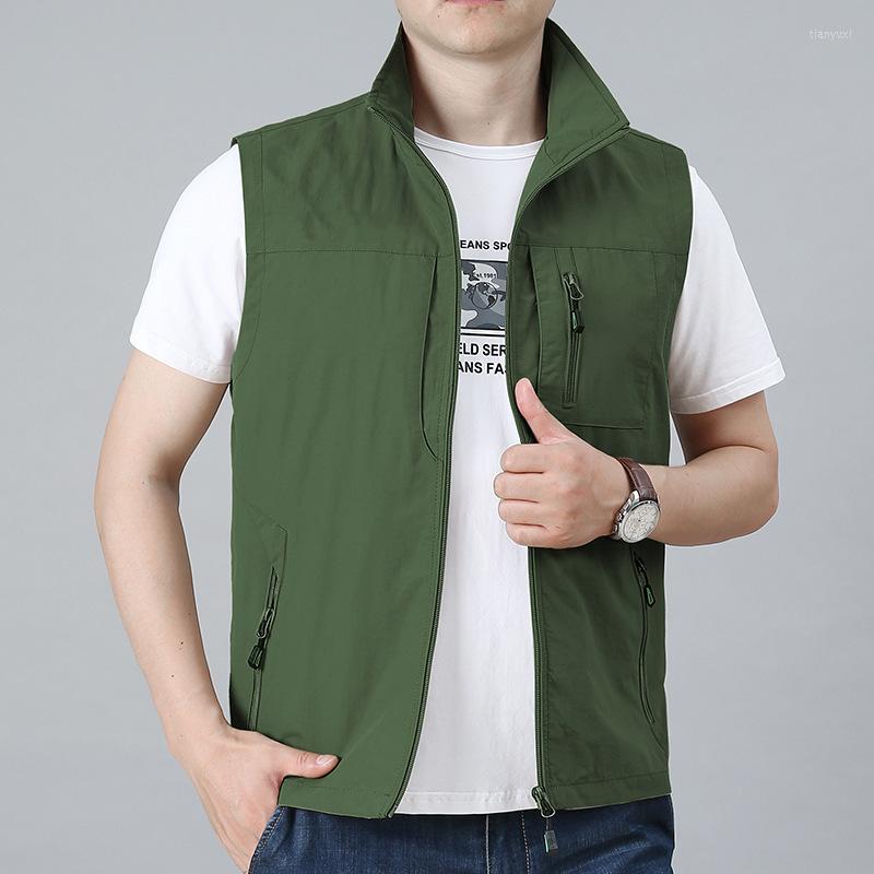 

Men's Vests Mens Vest Coat Summer Sleeveless Waistcoat Jackets Male Autumn Casual Travels Outdoors Solid Tactical Gilet Tops Chaleco Hombre, Black