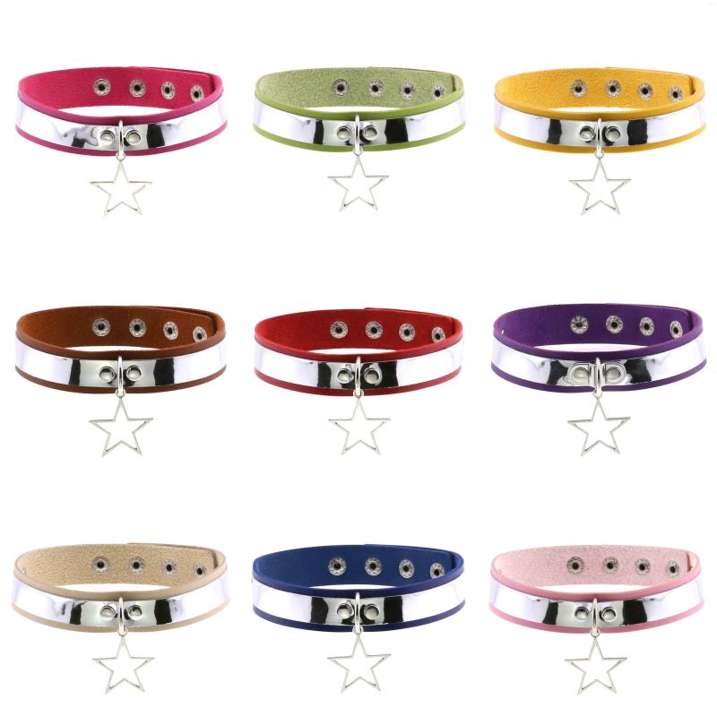 

Choker Goth Pu Leather Punk Collar Necklace For Women Man Pentagram Adjustable Clavicle Accessories Egirl Gothic Jewelry