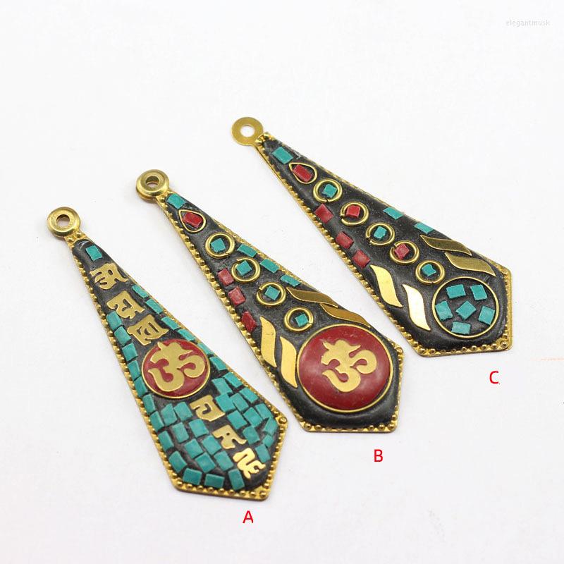

Pendant Necklaces Handmade Vintage Nepal Big Pendants Mantra OM Ethnic Fashion Jewelry Tibetan Brass Craft DIY Beads Woman Necklace