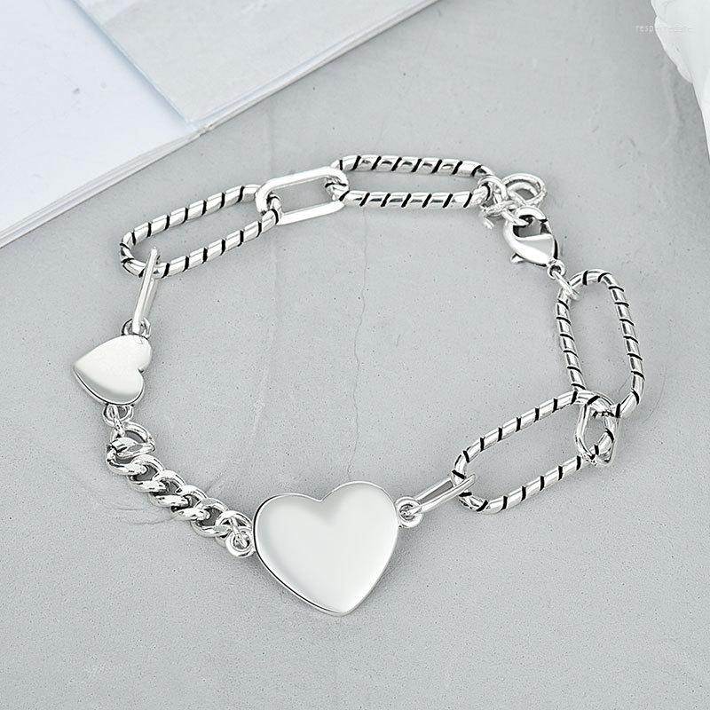 

Link Bracelets Vintage Korean Fashion Heart Charm Bracelet &Bangle For Women Wedding Jewelry SL058