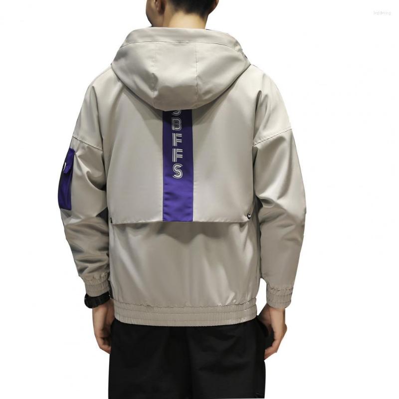 

Men's Jackets Men Hoodie Color Block Sporty Contrast Hood Baseball Coat Jacket, Black