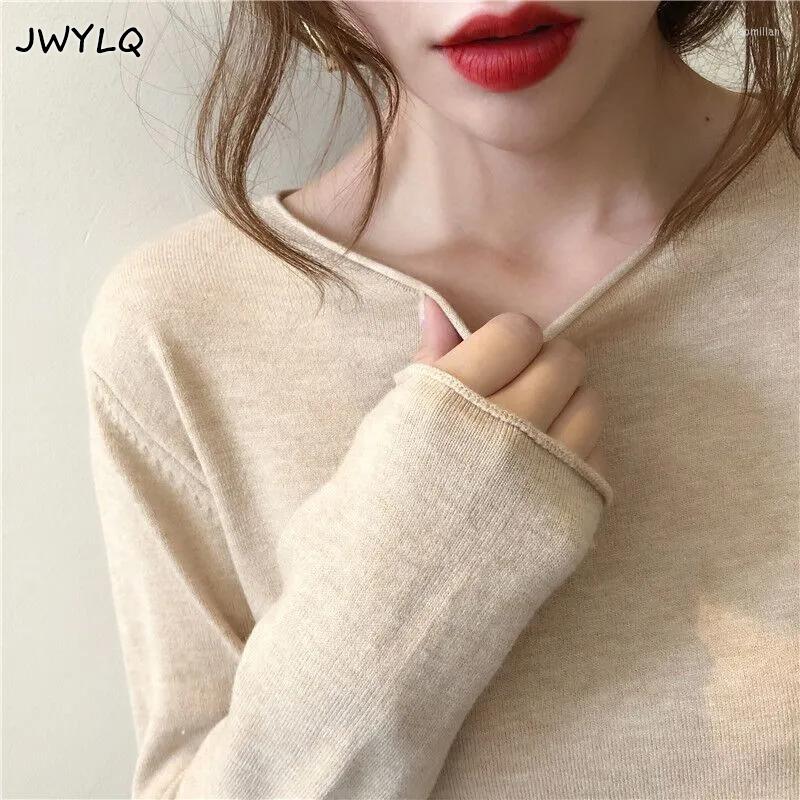 

Women' Sweaters Elegant Thin Solid Color O-neck Knitted Sweater Korean Loose Long Sleeve Pullover Women All-match Simple Basic Top, Green