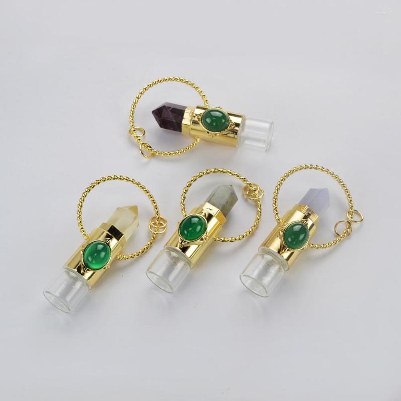 

Pendant Necklaces BOROSA Wholesale 5PCS Design Gold Multi-kind Stone Perfume Bottle Connector For Fashion Gems Jwelly Necklace DIY WX1923