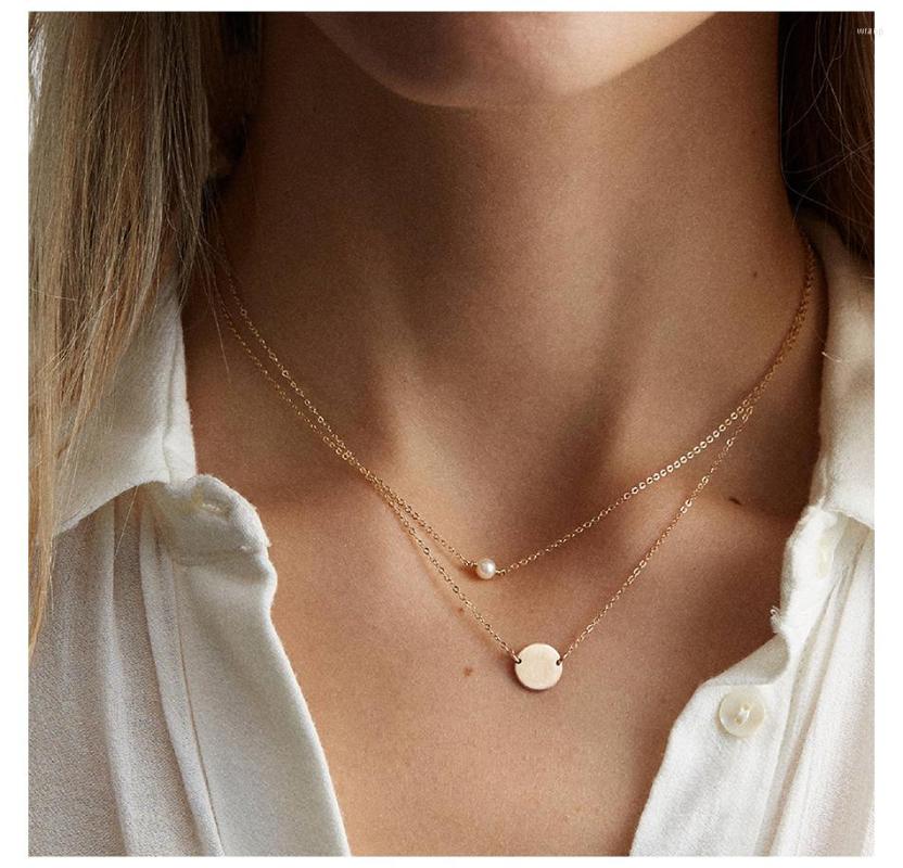 

Pendant Necklaces Visunion 316L Stainless Steel Necklace Pearl Wafer Choker For Women Girls Simple Beauty Fashion Jewelry