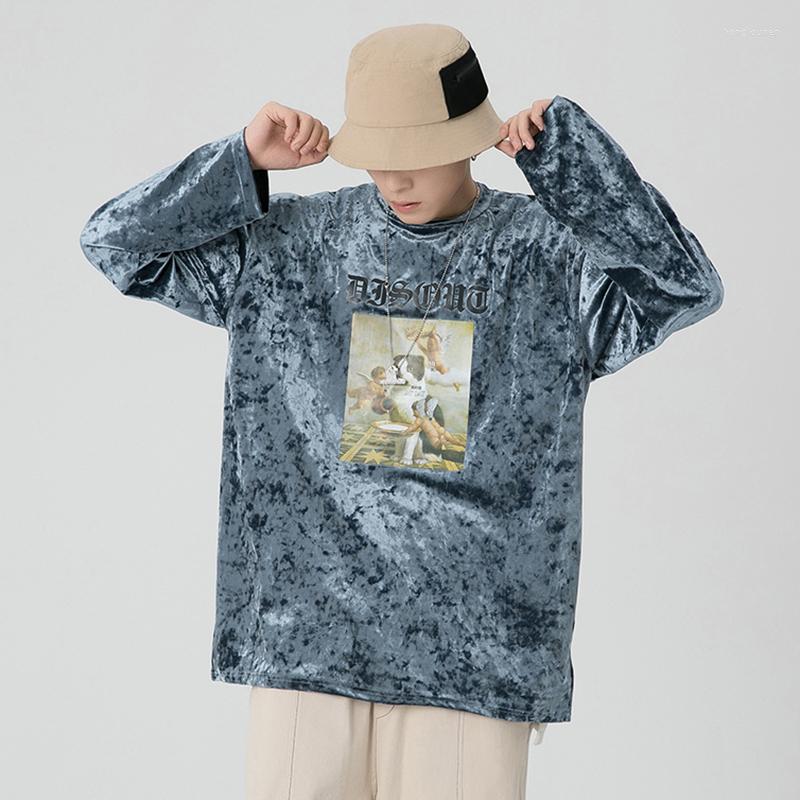 

Men's T Shirts LIFENWENNA Autumn Creative Printing Shirt Fashion O Neck Long Sleeve Men Casual Hip Hop Streetwear Top Tees, Hx1705 white