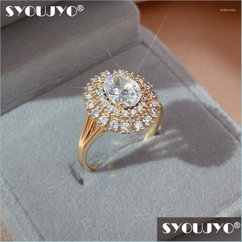 

Wedding Rings Wedding Rings Classic Bright Natural Zircon 585 Rose Gold High Quality Crystal Flower For Women Fine Daily Jewelrywedd Dhuoc