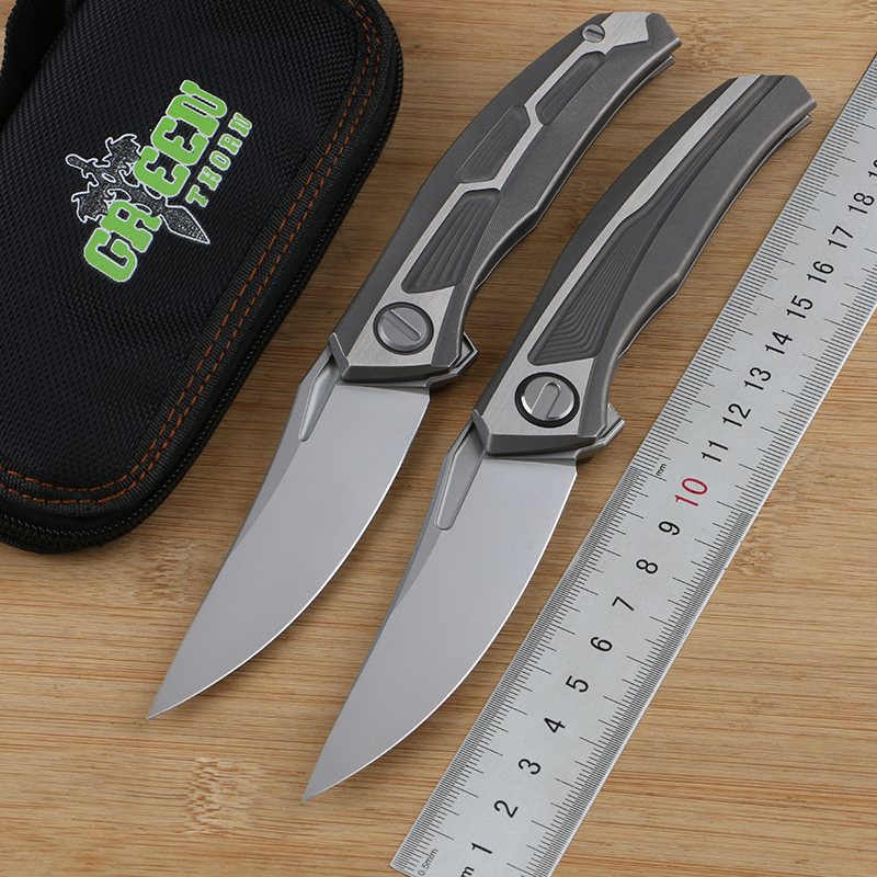 

Green thorn Quantum olding knife TC4 Titanium handle VG10 blade Camping outdoor hunting EDC tool