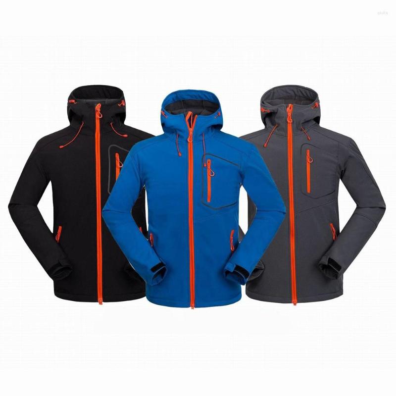 

Men's Jackets -4XL Outdoor Mens Sports Waterproof Wear For Men Soft Shell Stand Neck Hooded Camping Windbreaker Outerwear 1558, Black