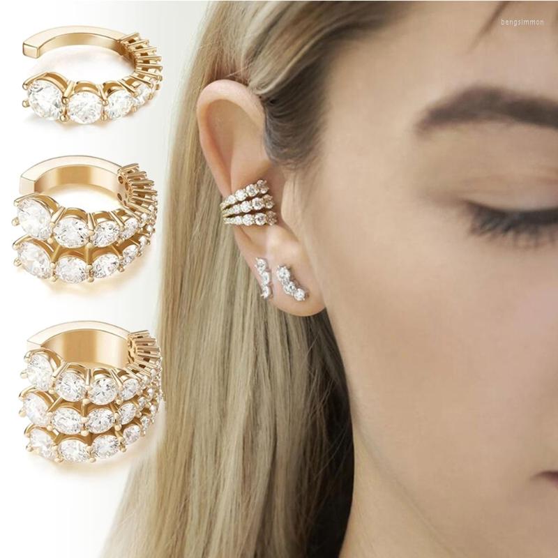 

Hoop Earrings Diamante C-shaped No Piercing Rhinestone Multi-layer Clip Earring Po