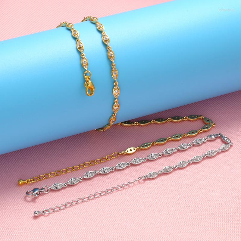 

Chains ZHUKOU Gold Color Eye Crystal Necklace For Women Delicate Elegant Adjustable Fashion Jewelry Wholesale VL187